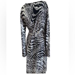 Jones of NY Faux Wrap V Neck Animal Print Sz Medium
